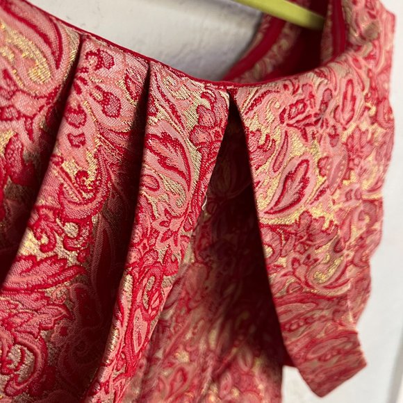 NEW w/ TAGS ASOS LUXE Pleated Bardot Jacquard Mini dress in Paisley Print - Picture 6 of 7